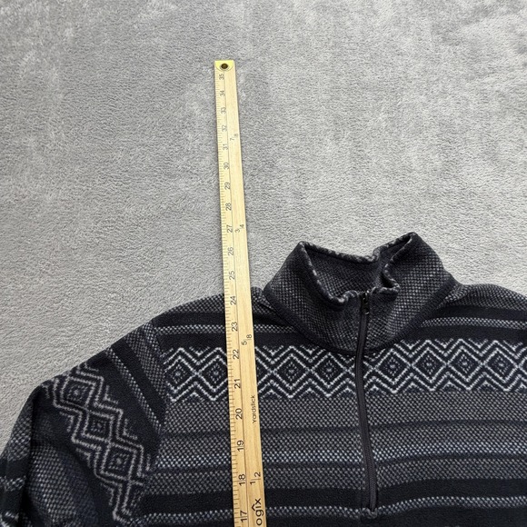 Eddie Bauer Sweater Womens Large Gray Fleece 1/4 Zip Mock Neck Fair Isle - Picture 2 of 6